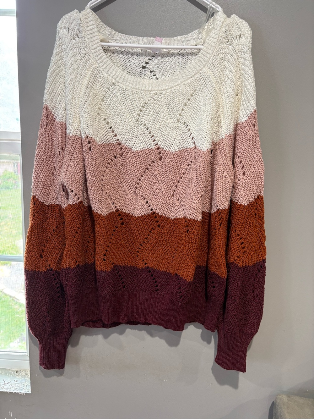 No Boundaries Boho Colorblock Knit Sweater (3XL)